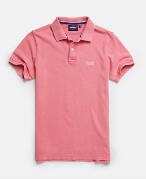 Superdry Organic Cotton Vintage Destroyed Pique Férfi Póló Rózsaszín | HWUXY8631